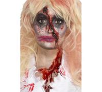 Smiffys Make-Up FX, Zombie Nurse Kit, Aqua, Multi- with Face Paints, Blood, Hat & Applicators, Cosmetics and Disguises Fancy Dress, Halloween Dress Up Cosmetics & Disguises.