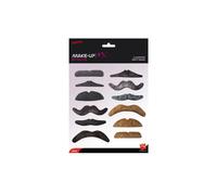 Smiffys Male Party Tashes - Assorted 12 Pack - party 12 moustache set fancy dress beard pack assorted