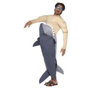 Smiffys Man Eating Shark Sea Ocean Adult Mens Halloween Costume Bodysuit 36378