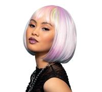 Smiffys Manic Panic Misty Rainbow Glam Doll Wig Long Bob Wig Heat Styleable Officially Licensed Manic Panic Fancy Dress Adult Dress Up Wigs