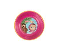 Smiffys Masha and The Bear Party Bowls x8, 16.5cm/6.5inch Diameter, Official Masha And The Bear License Partywear with Pink and Yellow Edging. Perfect for snacks and sweets at themed parties