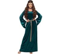 Smiffys Medieval Maid Costume, Green with Dress & Headband, Historical Fancy