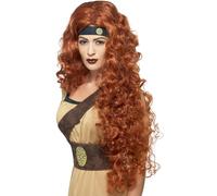 Smiffys Medieval Warrior Queen Wig, Auburn Extra Long, Historical Fancy Dress, Medieval Dress Up Wigs