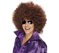 Smiffys mega huge brown afro wig for adults 1970s fancy dress costume | Perfect for adding authentic 1970s flair to retro, themed and fancy dress parties