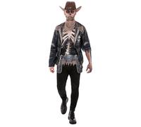 Smiffys Men’s Skeleton Cowboy Costume with Top Neckerchief and Holster Belt Halloween Fancy Dress Wild West Horror Outfit