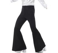 Smiffys Men's 1960s Groovy Black Flared Trousers, Retro Hippie Costume, Vintage