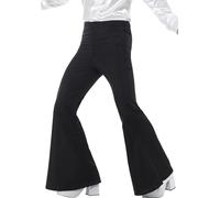 Smiffys Men's 1960s Groovy Black Flared Trousers, Retro Hippie Costume, Vintage Fancy Dress for Adults, 60s Themed Party Outfit, Halloween & Carnival Dress Up