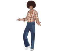 Smiffys Men's 70s Deluxe Flared Trousers in Blue | Size: Large Smiffys Blue L