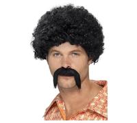 Smiffys Mens 70s Disco King Wig & Moustache Set