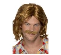 Smiffys Men's 70s Super Trouper Wig & Moustache in Brown Smiffys Brown