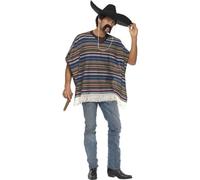 Smiffys Men's Authentic Looking Poncho Smiffys Multicolor