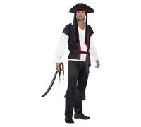 Smiffys Men's Aye Aye Pirate Captain Costume Set in Black | Size: Small Smiffys Black S
