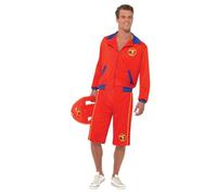 Smiffy's Adult Men's Baywatch Beach Men's Lifeguard Costume, Jacket And Long -