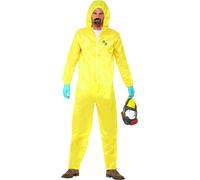 Smiffys Mens Breaking Bad Costume, Hazmat Suit, Latex Mask, Gloves Goatee, Size