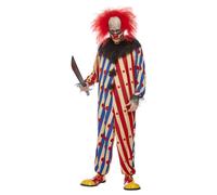Smiffys Men's Creepy Clown Costume Set in Dark Red | Size: Medium Smiffys Dark Red M