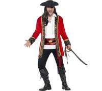 Smiffys Men's Curves Pirate Captain Costume Set in Dark Red | Size: XL Smiffys Dark Red XL