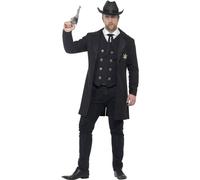 Smiffys Men's Curves Sheriff Costume in Black | Size: 2XL Smiffys Black 2XL