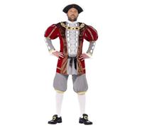 Smiffys Men's Deluxe Henry VIII Costume Set in Red | Size: Medium Smiffys Red M