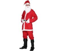 Smiffys Men's Deluxe Santa Suit Costume, Father Christmas Outfit with Jacket, Trousers, Beard, Hat & Belt, Perfect for Christmas Fancy Dress & Holiday Parties, Santa Adult Dress Up Outfits, Small