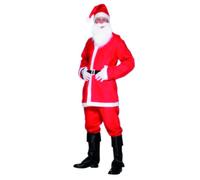 Smiffys Men's Deluxe Santa Suit Costume, Father Christmas Outfit with Jacket, Trousers, Beard, Hat & Belt, Perfect for Christmas Fancy Dress & Holiday Parties, Santa Adult Dress Up Outfits, Medium