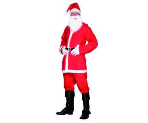 Smiffys Men's Deluxe Santa Suit Costume, Father Christmas Outfit with Jacket, Trousers, Beard, Hat & Belt, Perfect for Christmas Fancy Dress & Holiday Parties, Santa Adult Dress Up Outfits, Small