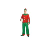 Smiffys Elf Costume, Red & Green with Top, Trousers & Hat, Christmas Adult Fancy Dress, Elf Dress Up Costumes