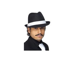 Smiffy's Men's Gangster Trilby Hat, Black With White Stripes, One Size, 36493 - hat gangster mens black trilby fancy dress smiffys 1920s white