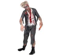 Smiffys High School Horror Zombie Schoolboy Costume, Grey (Size M)