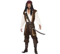 Smiffys Men's High Seas Pirate Costume Set in Brown | Size: Medium Smiffys Brown M