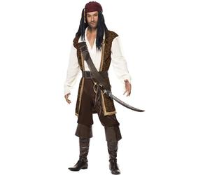 Smiffys Mens High Seas Pirate Costume Set (L) (Brown/White/Gold)