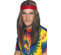 Smiffy's Men's Hippy Man Kit Wig Specs Peace Sign Medallion and Headband