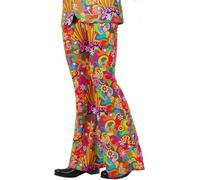 Smiffys Mens XX-Large Rainbow Peace Flared Trousers 1960s Hippie Fancy Dress Costume Bell Bottom Psychedelic Print, Groovy Love & Peace Design, 60s Parties, Festivals & Pride Events, XX-Large