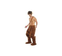 Smiffys Pan Costume, Brown Trousers, Shoe Covers and Wig, Legends & Myths Fancy Dress, Adult Dress Up Costumes