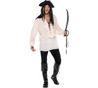 Smiffys Men's Pirate Costume Top in Ivory | Size: Large Smiffys Ivory L
