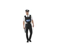 Smiffy's Men's Policeman Instant Kit, Vest, Mock Shirt, Hat And Handcuffs, - kit policeman instant fancy dress mens cop costume smiffys adult outfit