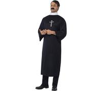 Smiffys Men's Priest Costume Set in Black | Size: Medium Smiffys Black M