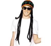 Smiffys Mens Rasta Beret with Dreadlocks, Multi, One Size US