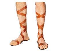 Smiffy's Men's Roman Gladiator Sandals Lace-Up Brown One Size Fancy Dress