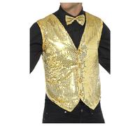 Smiffys Men's Sequin Costume Vest in Gold | Size: XL Smiffys Gold XL