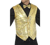 Smiffys Men's Sequin Costume Waistcoat in Gold | Size: Medium Smiffys Gold M
