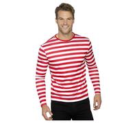 Smiffys Men's Striped Long-Sleeved T-Shirt in Red | Size: Medium Smiffys Red M