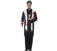 Smiffys Men's Zombie Priest Costume in Black | Size: Medium Smiffys Black M