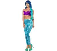 Smiffys Mermaid Leggings, Blue , Fairytale, Wings and Wands Fancy Fancy Dress, Mermaid Dress Up Accessories