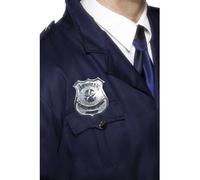 Smiffys Metal Police Badge, Silver , Cops & Robbers Fancy Dress, Cops and Robbers Dress Up Accessories
