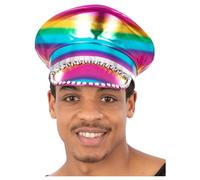 Smiffys Metallic Studded Rainbow Captains Hat, School Days Fancy Dress, Troops Dress Up Hats