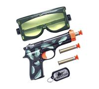 Smiffys Military Set, Black with Gun, Bullets, Goggles and Dog Tag, Leisure Products Fancy Dress, Funtime Dress Up Accessories Halloween