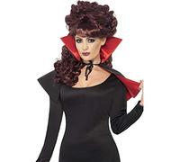 Smiffy's Mini Vamp Cape With High Collar - Red And Black - cape mini fancy dress halloween vampire red ladies collar costume black accessory high