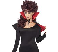 Smiffys Mini Vamp Cape with High Collar - Red and Black