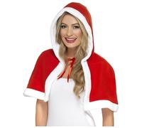 Smiffys Miss Claus Mini Cape, Red , Christmas Fancy Dress Accessory, Xmas Dress Up Accessories