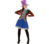 Smiffys Miss Hatter Costume, Multi-Coloured with Jacket, Attached Waistcoat, Skirt & Hat, Fairytale, Wings and Wands Fancy Fancy Dress, Storybook Character Dress Up Costumes